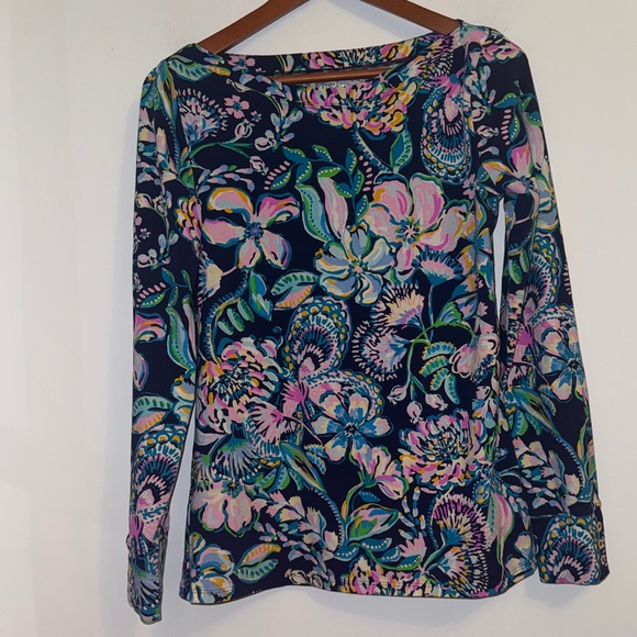 🌸 Lilly Pulitzer Aleah Boatneck Top – “In Full Bloom” Print, Size Large 🌸 - Picture 5 of 15
